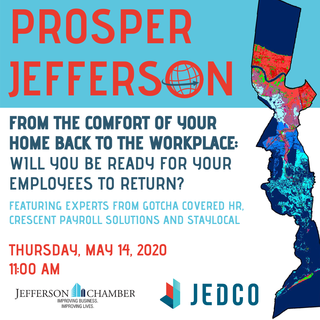JEDCO, Jefferson Chamber to host Prosper Jefferson Webinar on Preparing to Return to the Workplace