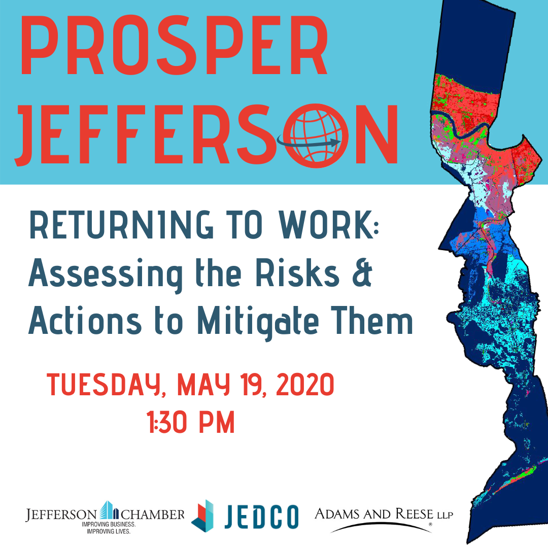Jefferson Chamber, JEDCO to host a Prosper Jefferson Webinar on Return to Work Policies and Avoiding Legal Risks