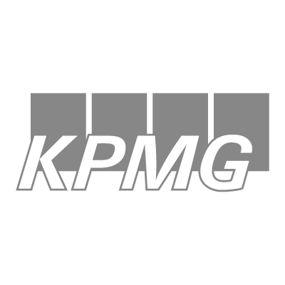 KPMG logo with gray bars and white text