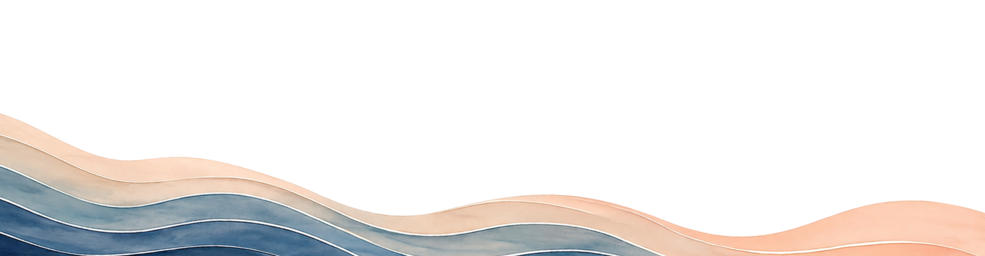 Organic layered strata artwork in blue and neutral earth tones.