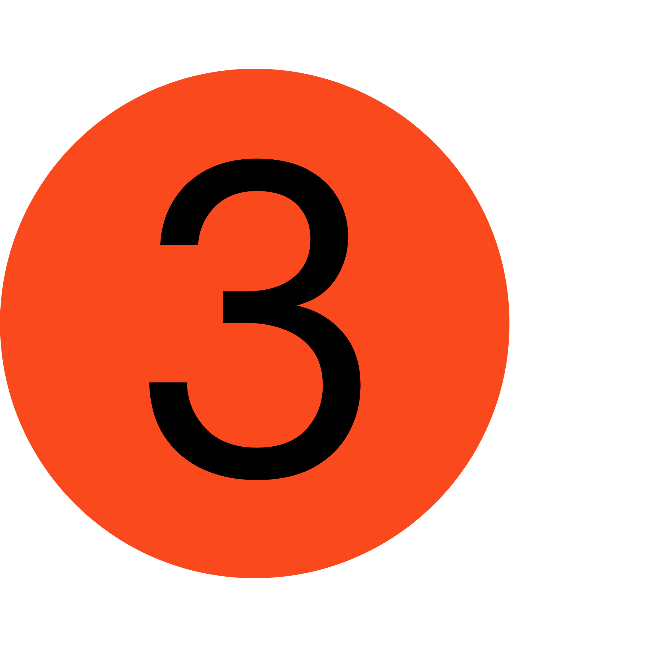 Orange circular icon with the number 3, used to label the third step in a five-step process.