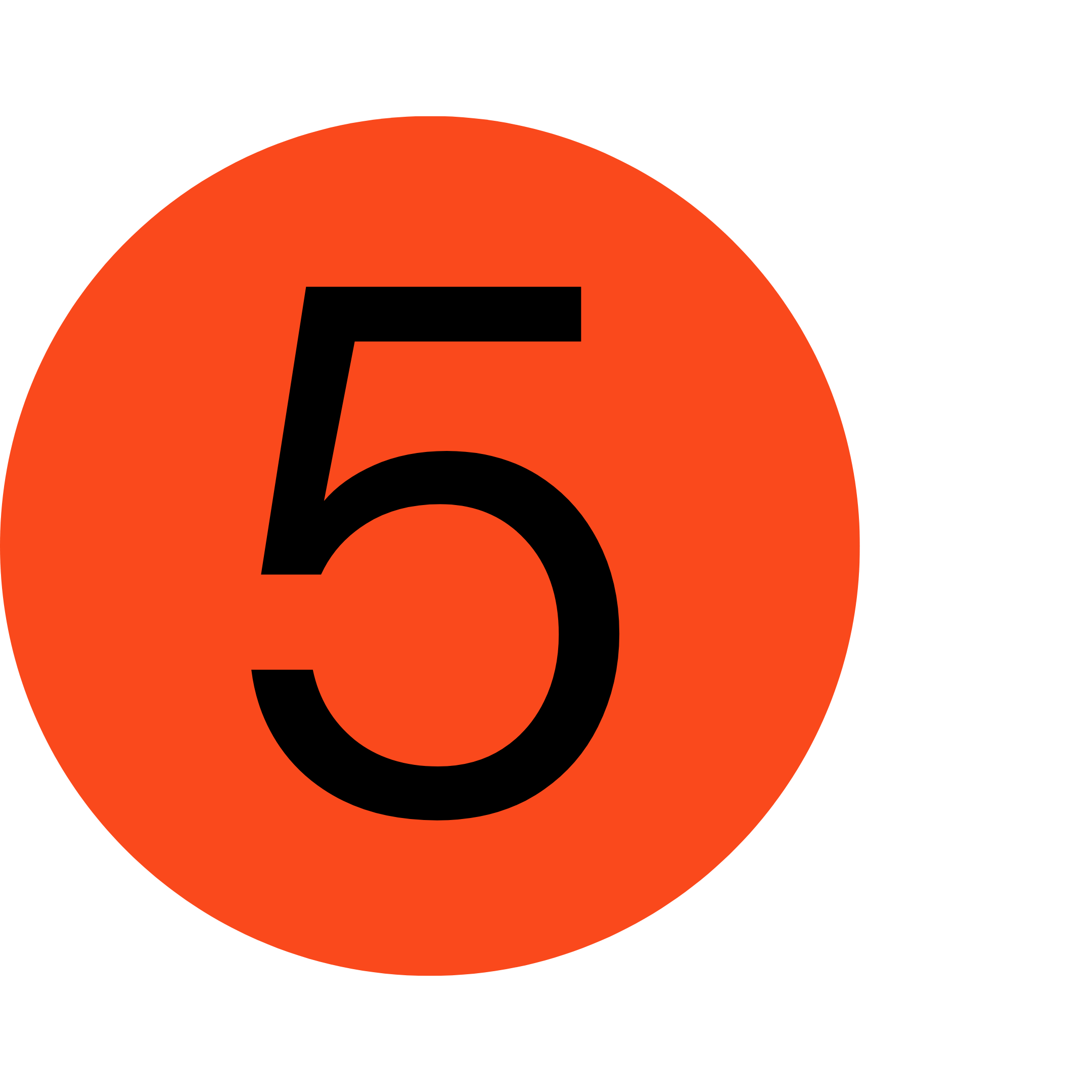Orange circular icon with the number 5, used to label the fifth step in a five-step process.