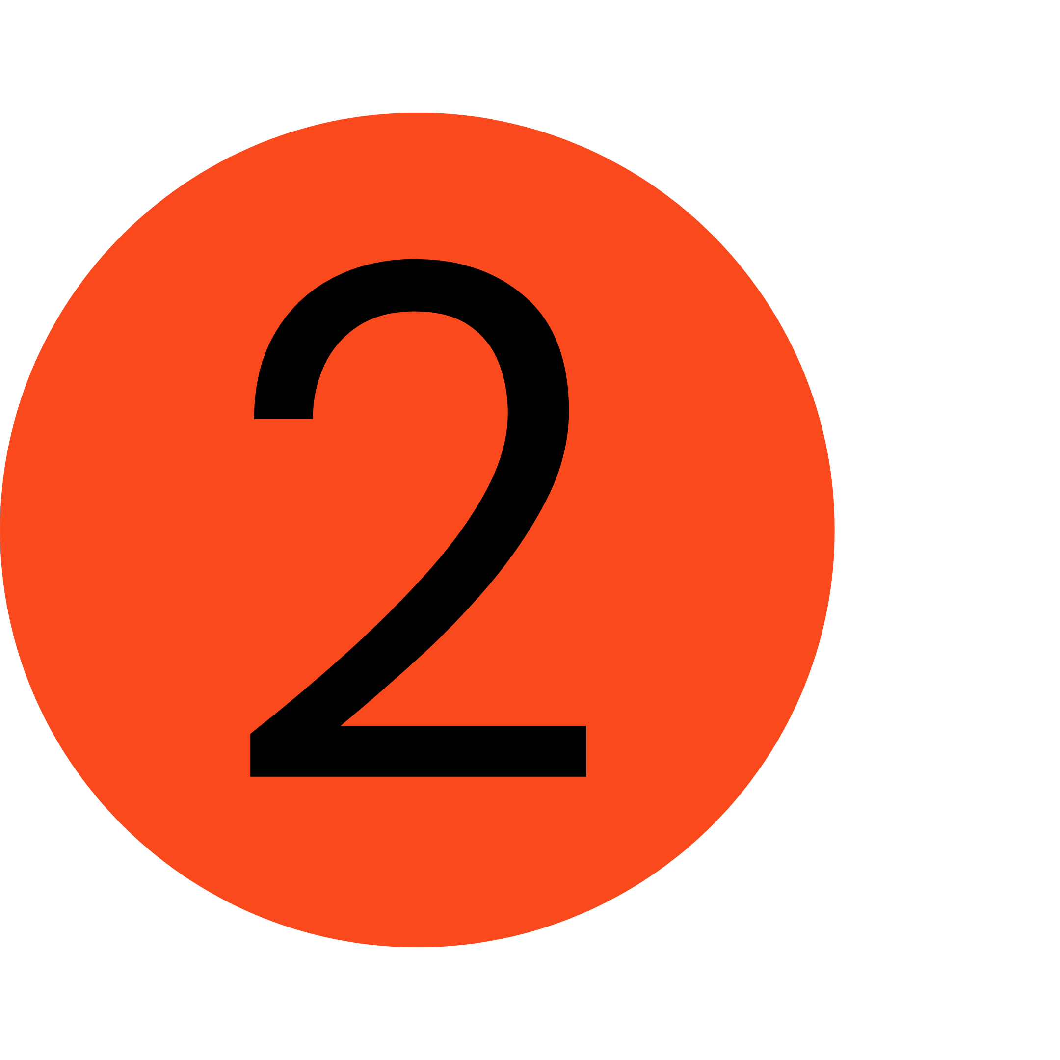 Orange circular icon with the number 2, used to label the second step in a five-step process.