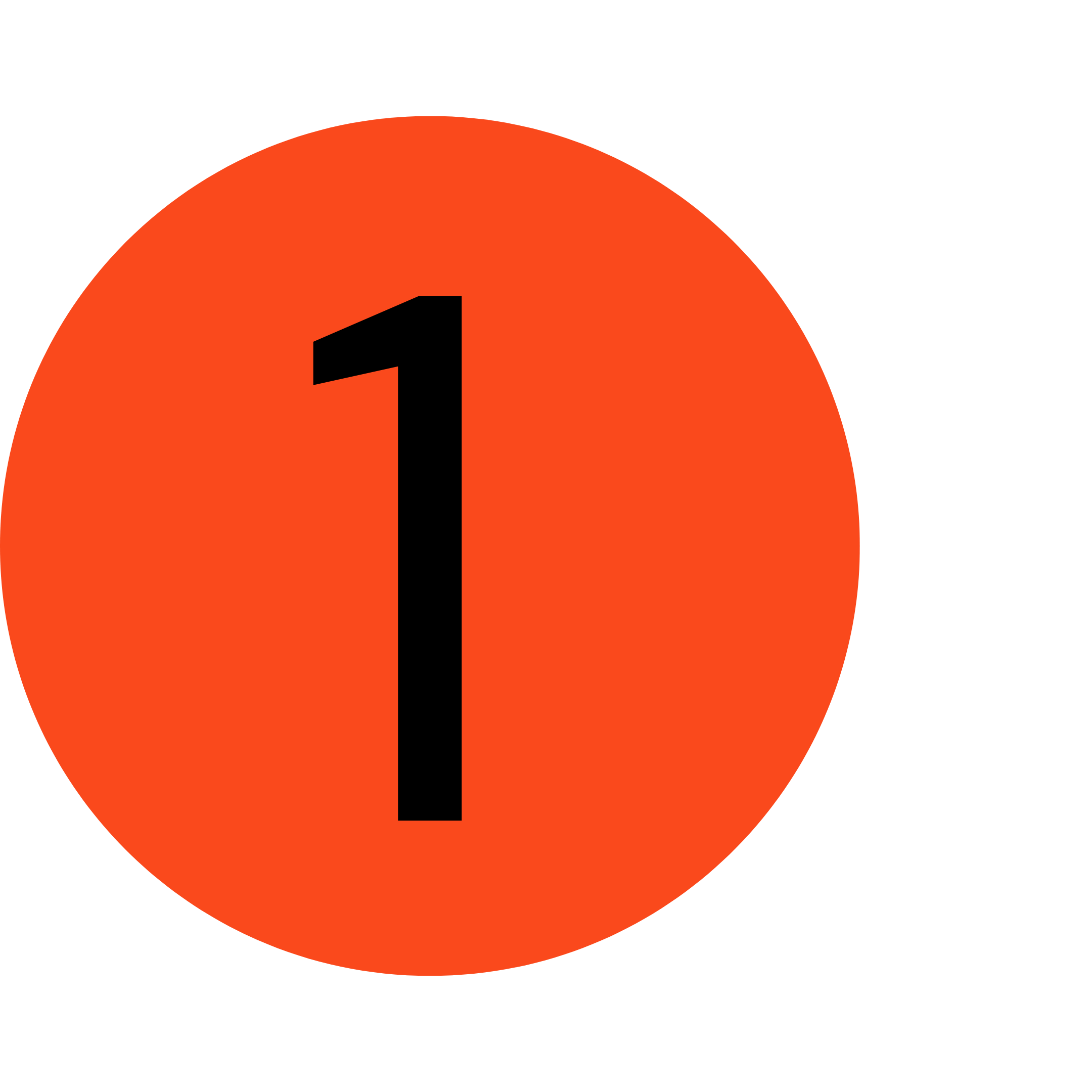 Orange circular icon with the number 1, used to label the first step in a five-step process.