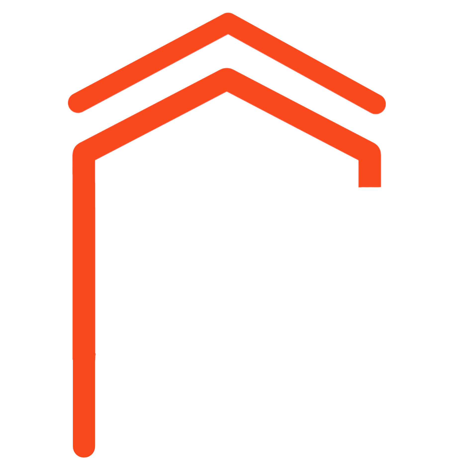 Large red garage-shaped outline graphic used as a visual design element.