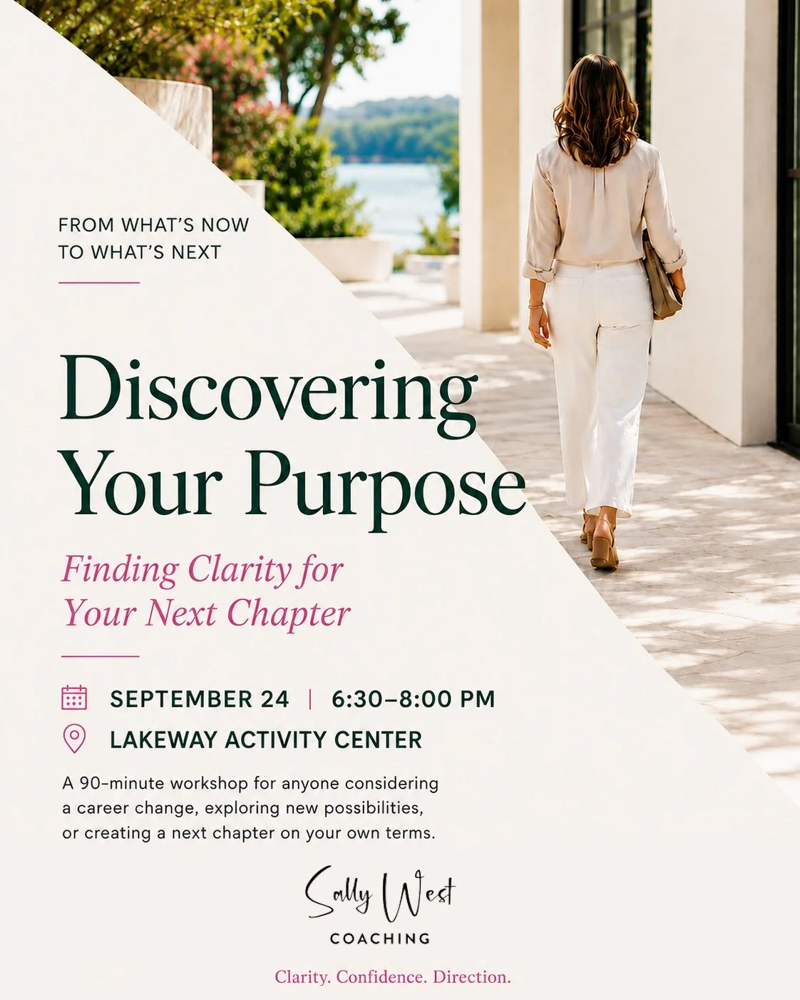 Feeling ready for something new &mdash; but not quite sure what that looks like?

On September 24, I&rsquo;ll be at the Lakeway Activity Center leading Discovering Your Purpose, a 90-minute interactive workshop to help you get clearer about what matt