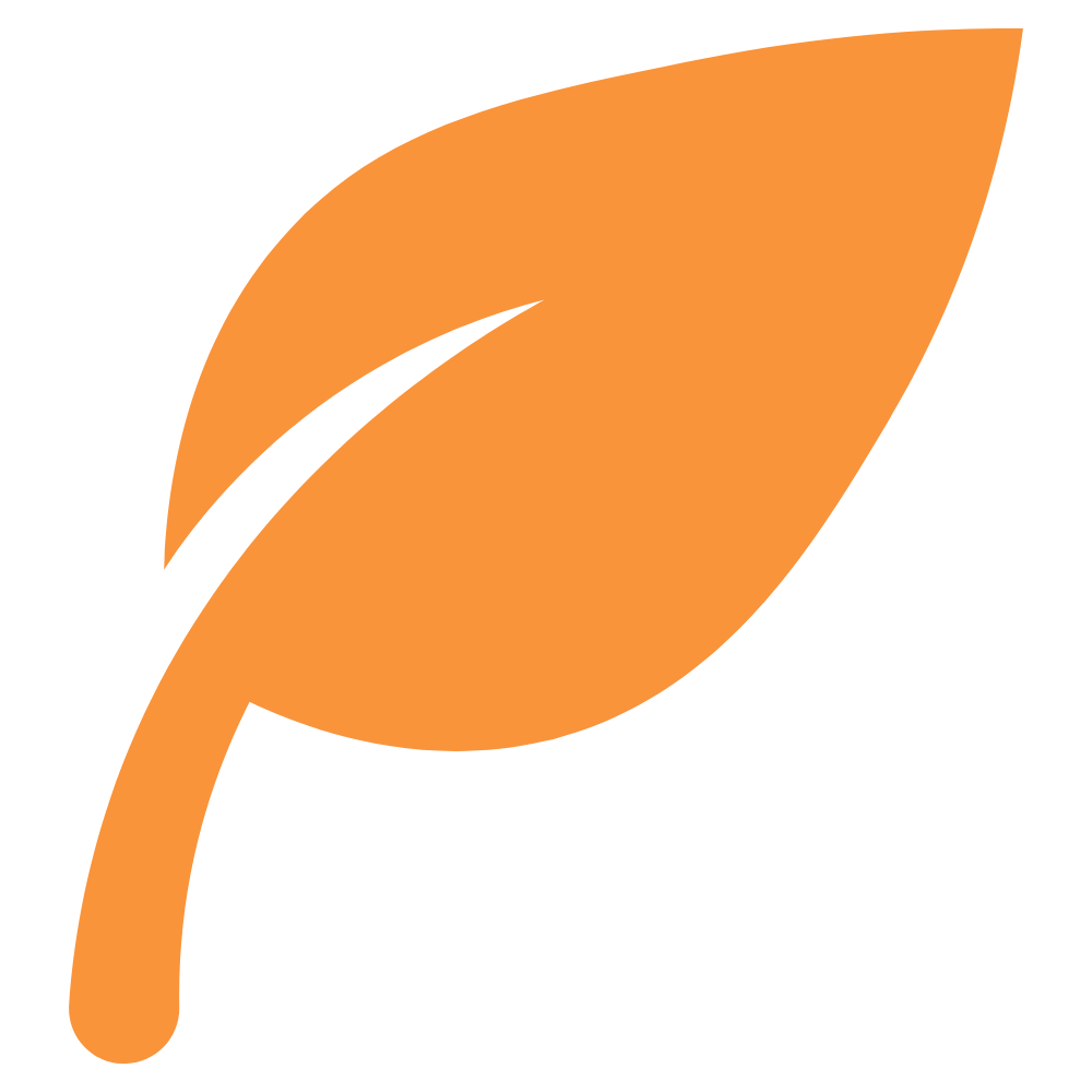 Orange leaf icon with a black outline and a cutout detail.