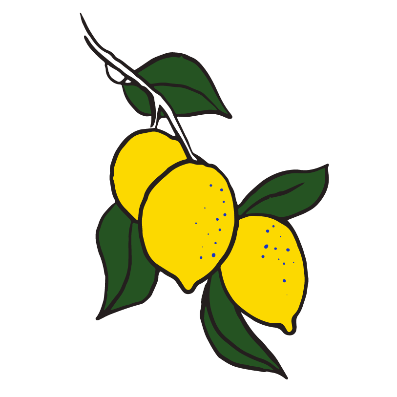 Illustrated lemons symbolizing joy, simplicity, and the sweet life philosophy of Farmopathy