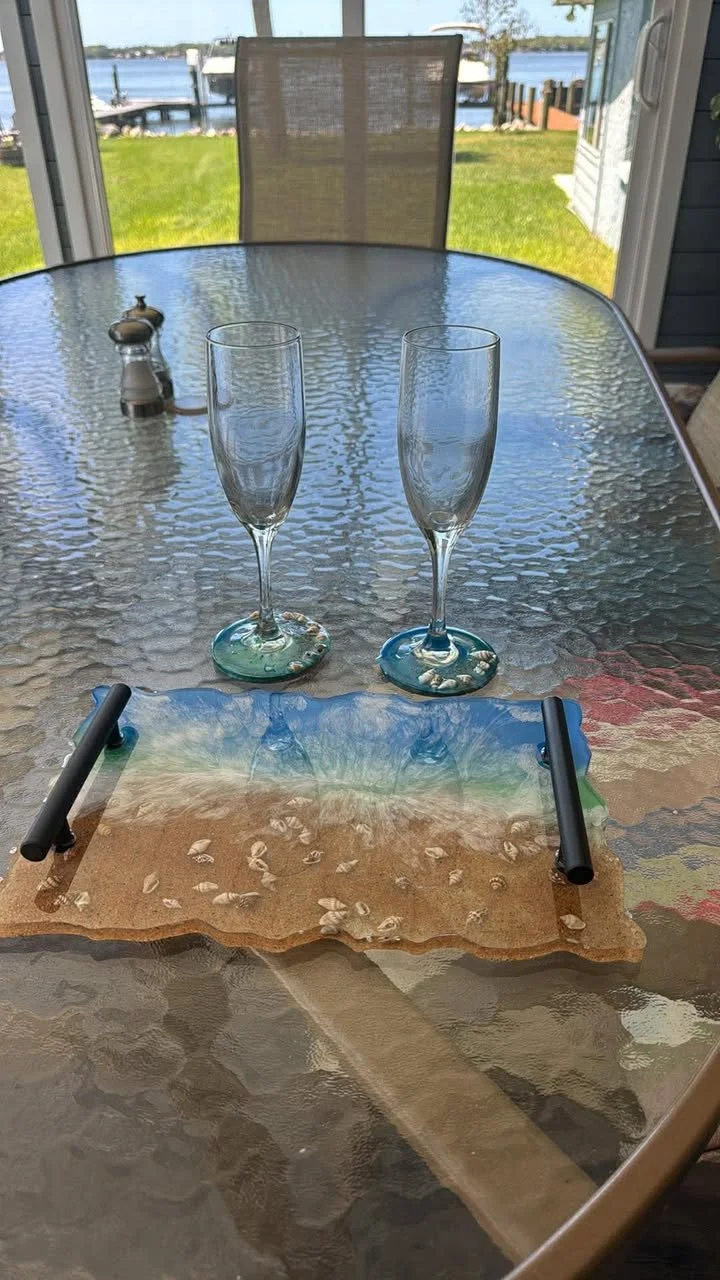 Resin Tray and Wine Glasses June 11th at 6:30pm