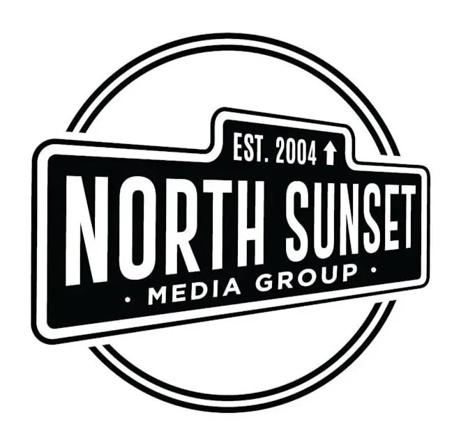 Logo for North Sunset Media Group, established in 2004, featuring bold text and circular design elements.