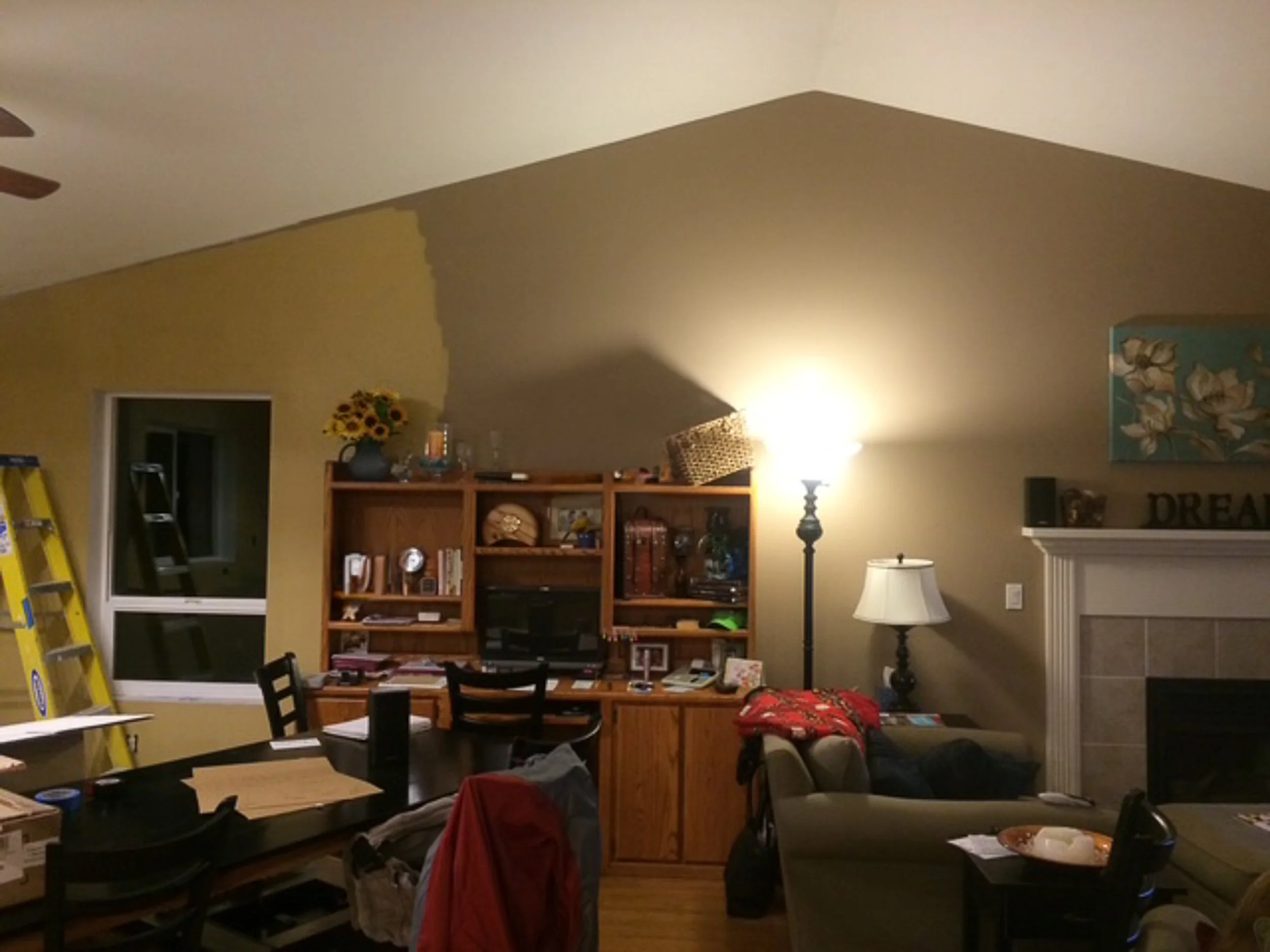 Alternative view of the family room space before it was transformed into a bright, open-concept kitchen. Illustrating the scale of this structural home renovation.