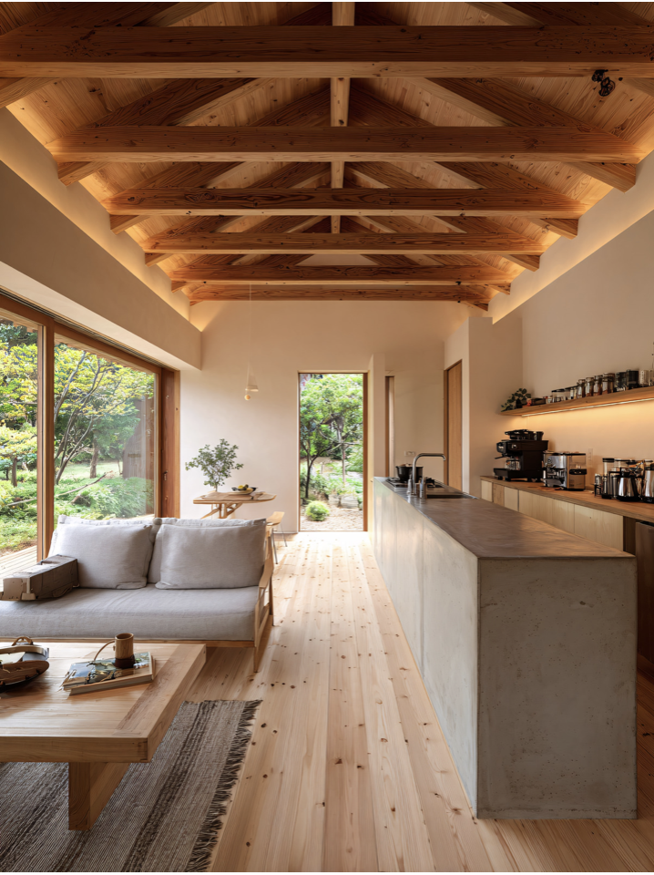 Inspiration for a minimalist home in Kitsap County featuring an open-concept layout and natural wood beams. This design style reflects the intentional, modern living approach of Daybreak Design & Build.