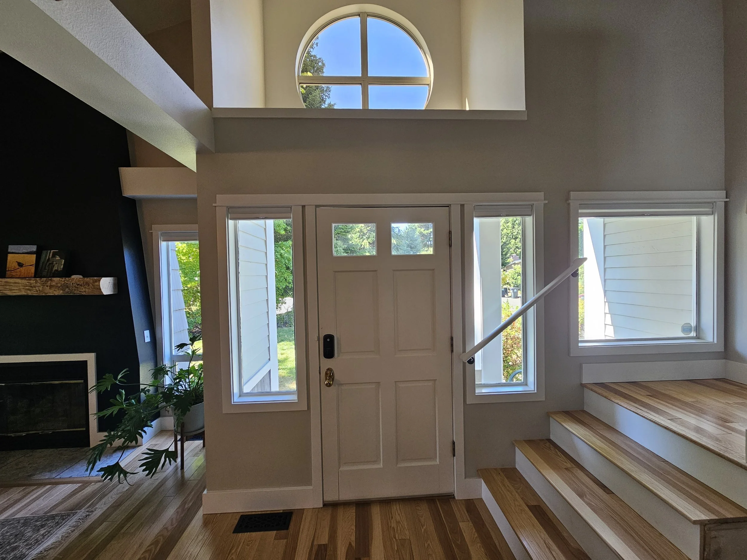 Ready for custom built-in cabinetry for an intentional entryway drop zone. This Kitsap County project features high-contrast storage solutions designed to manage the daily dash without requiring a separate mudroom.