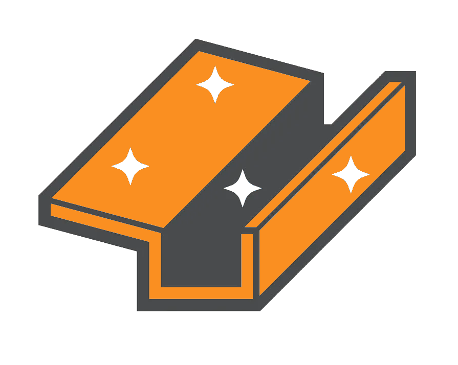 A stylized illustration of a gutter with sparkles.