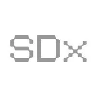 The image shows the text 'SDx' in a pixelated or blocky font.