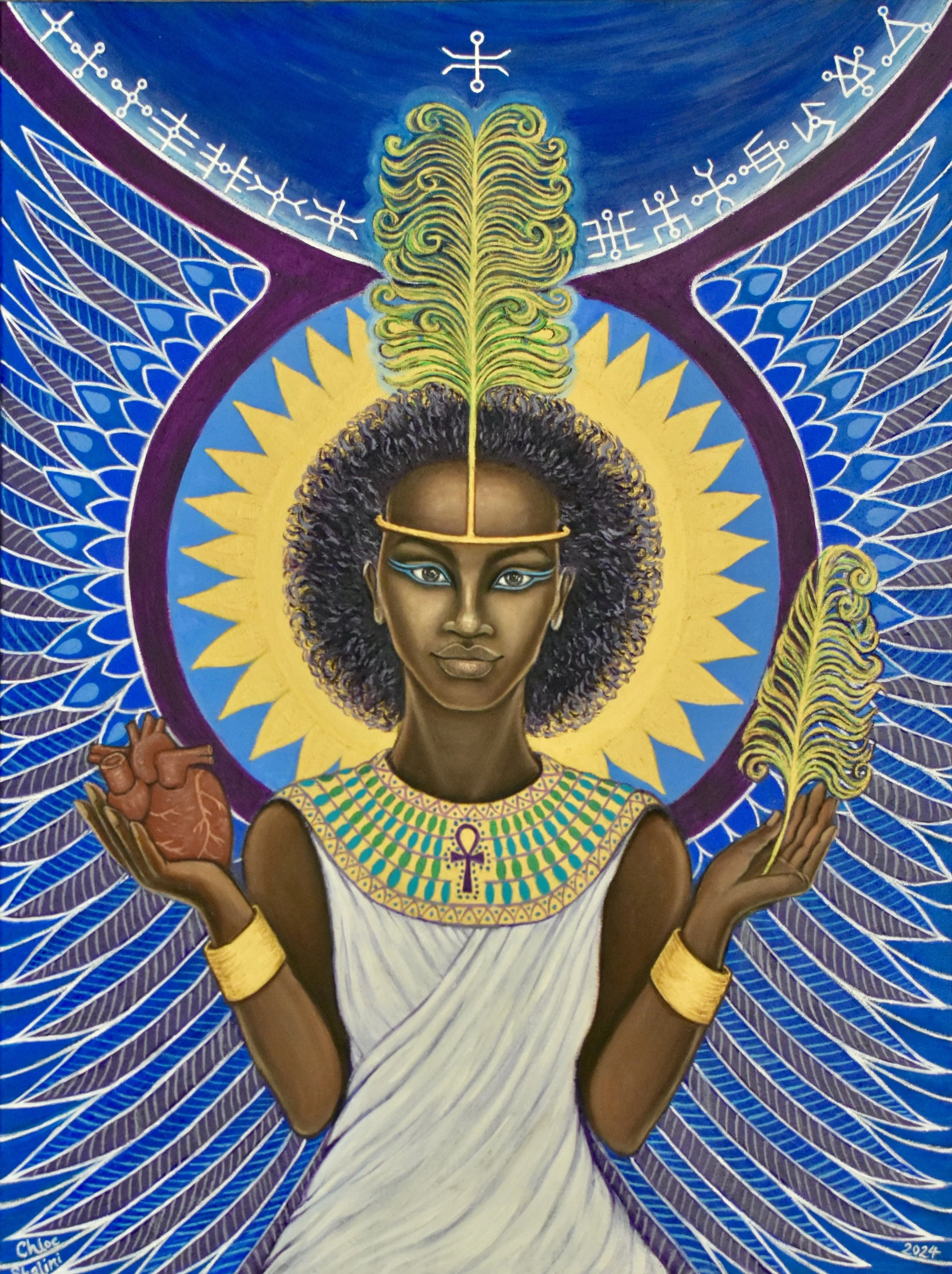 Chloe Shalini - United Kingdom - "Ma'at and Sacred Circuitry' personification of Truth with 15 glyphs for improved neurological function"