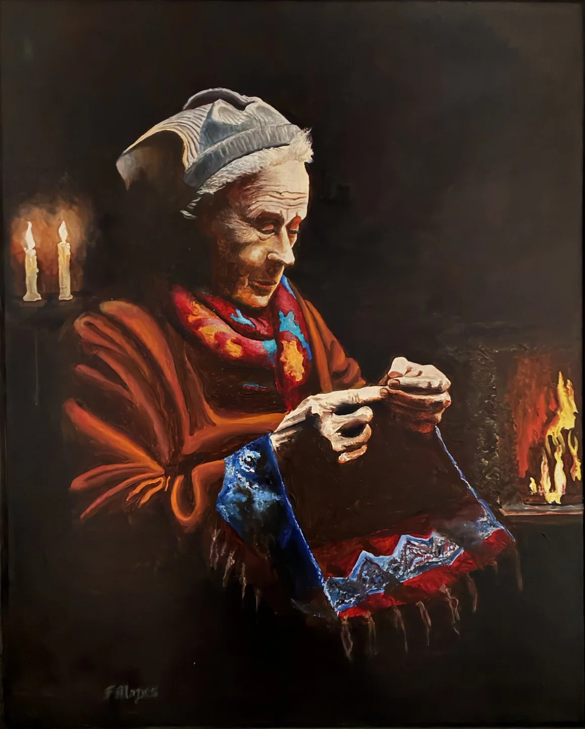 Frank Mayes - United States - "Grandmother Knotting Her Shaw"