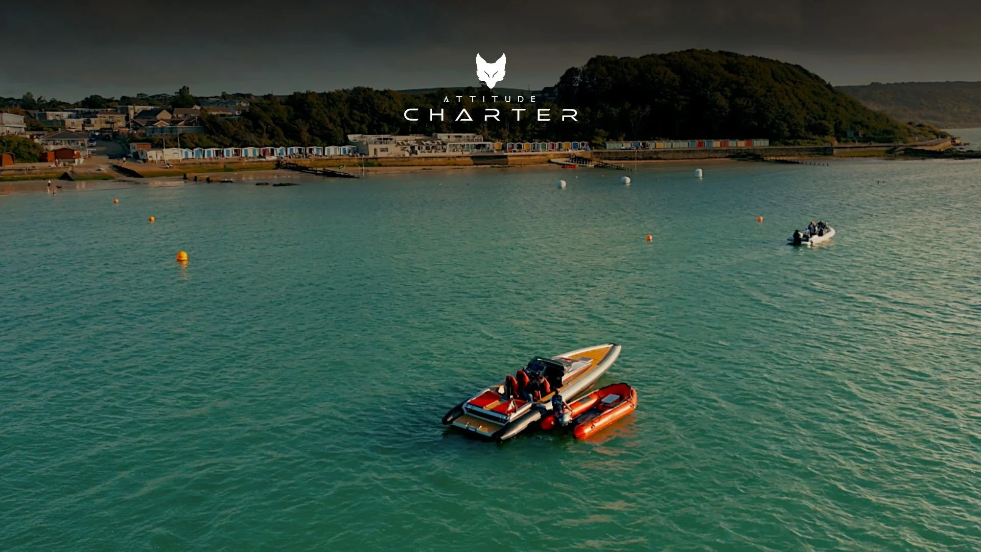 Technohull luxury RIB arrival at Colwell Bay with tender service to The Hut restaurant.