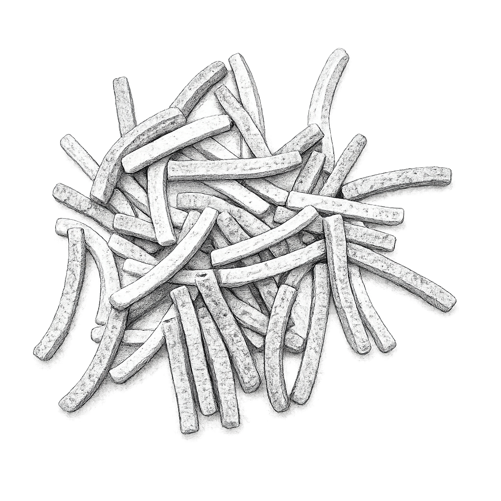 Black and white illustration of a pile of French fries.