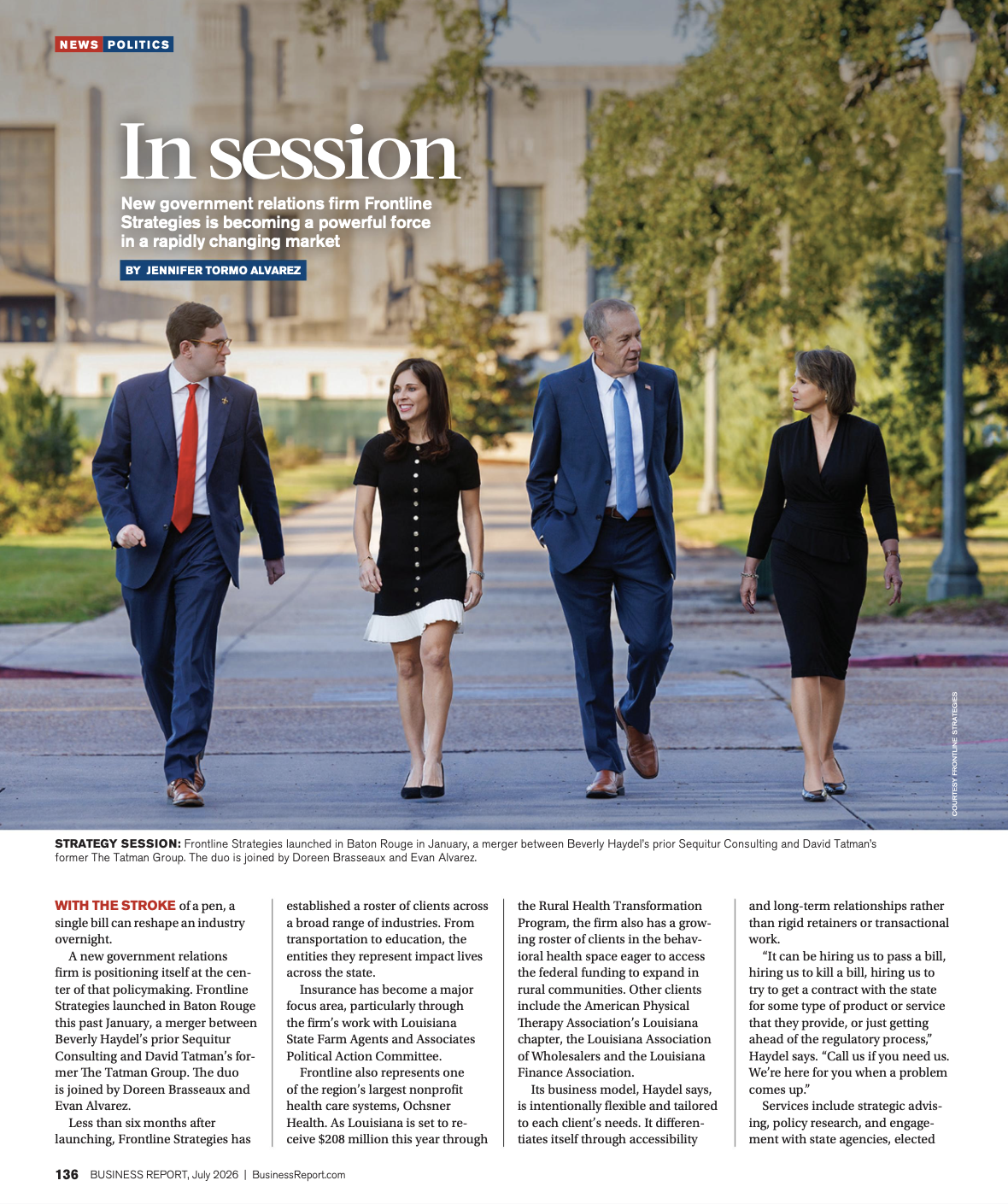 Frontline Strategies Featured in Baton Rouge Business Report: "A Powerful Force in a Rapidly Changing Market"