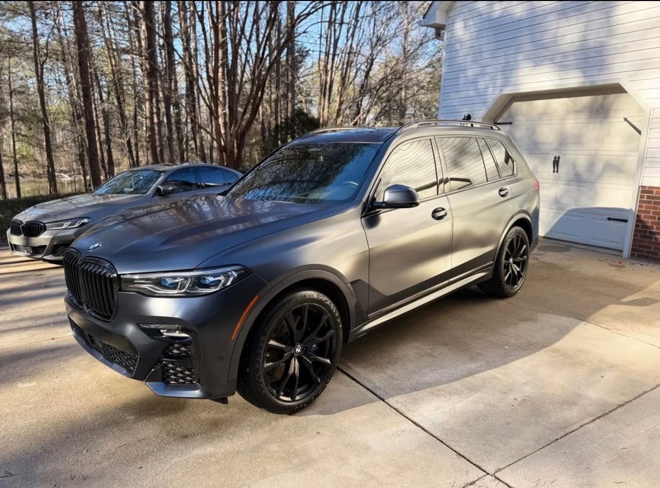 Matte gray BMW after a premium mobile detail by Zest Mobile Detail in Lexington, SC featuring a deep-cleaned finish, restored shine, and professional exterior detailing service.