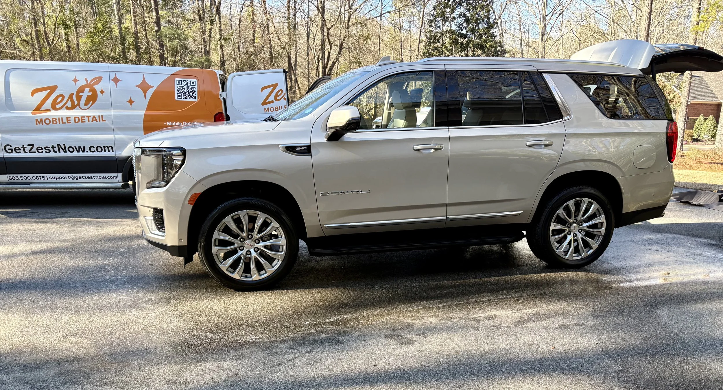 GMC Yukon full interior and exterior detailing in West Columbia SC – professional SUV detailing and deep cleaning by Zest Mobile Detail
