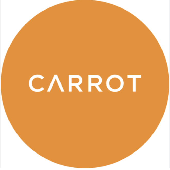 Orange circle with the word 'CARROT' in white uppercase letters.