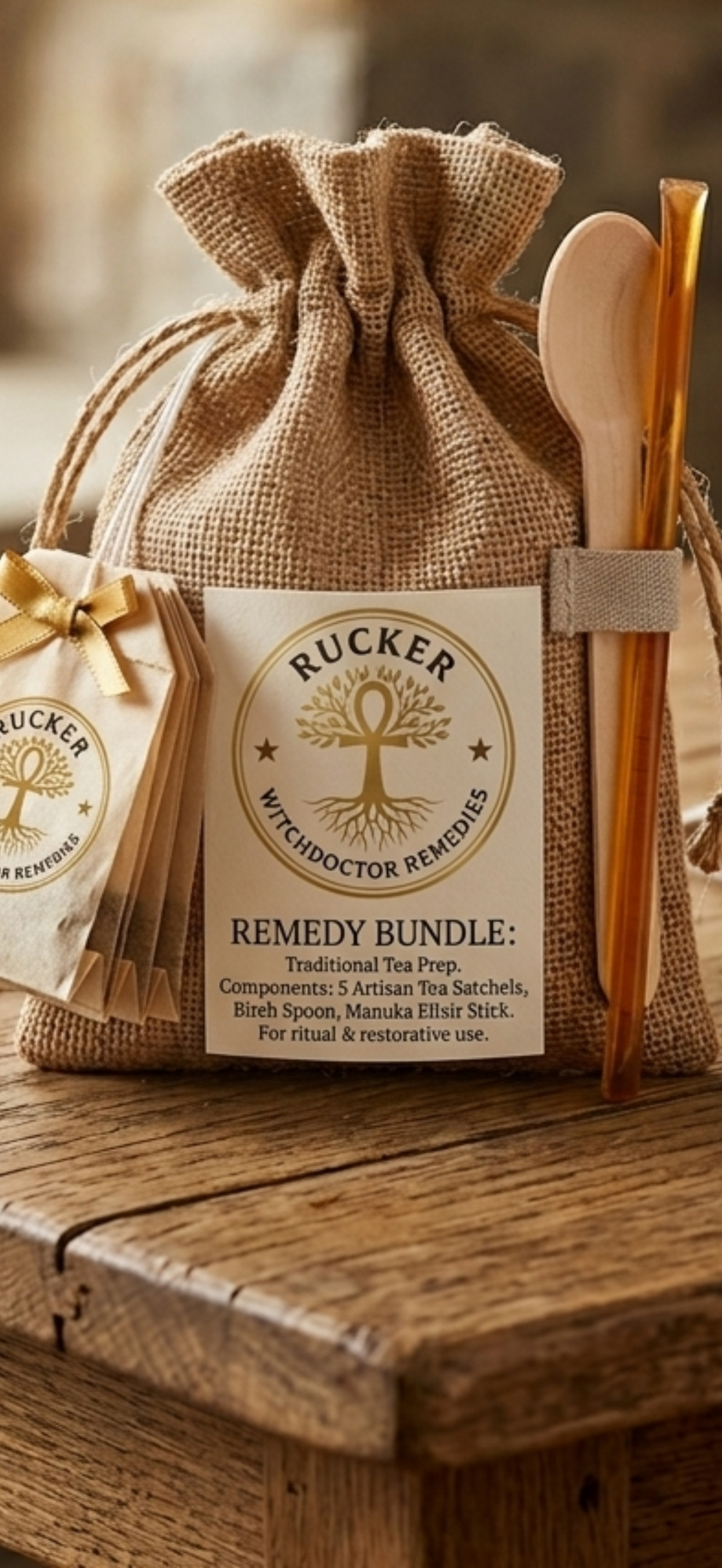 Rucker Remedy Bundle - Artisan Tea Bags with Birch Spoon & Manuka Elixir