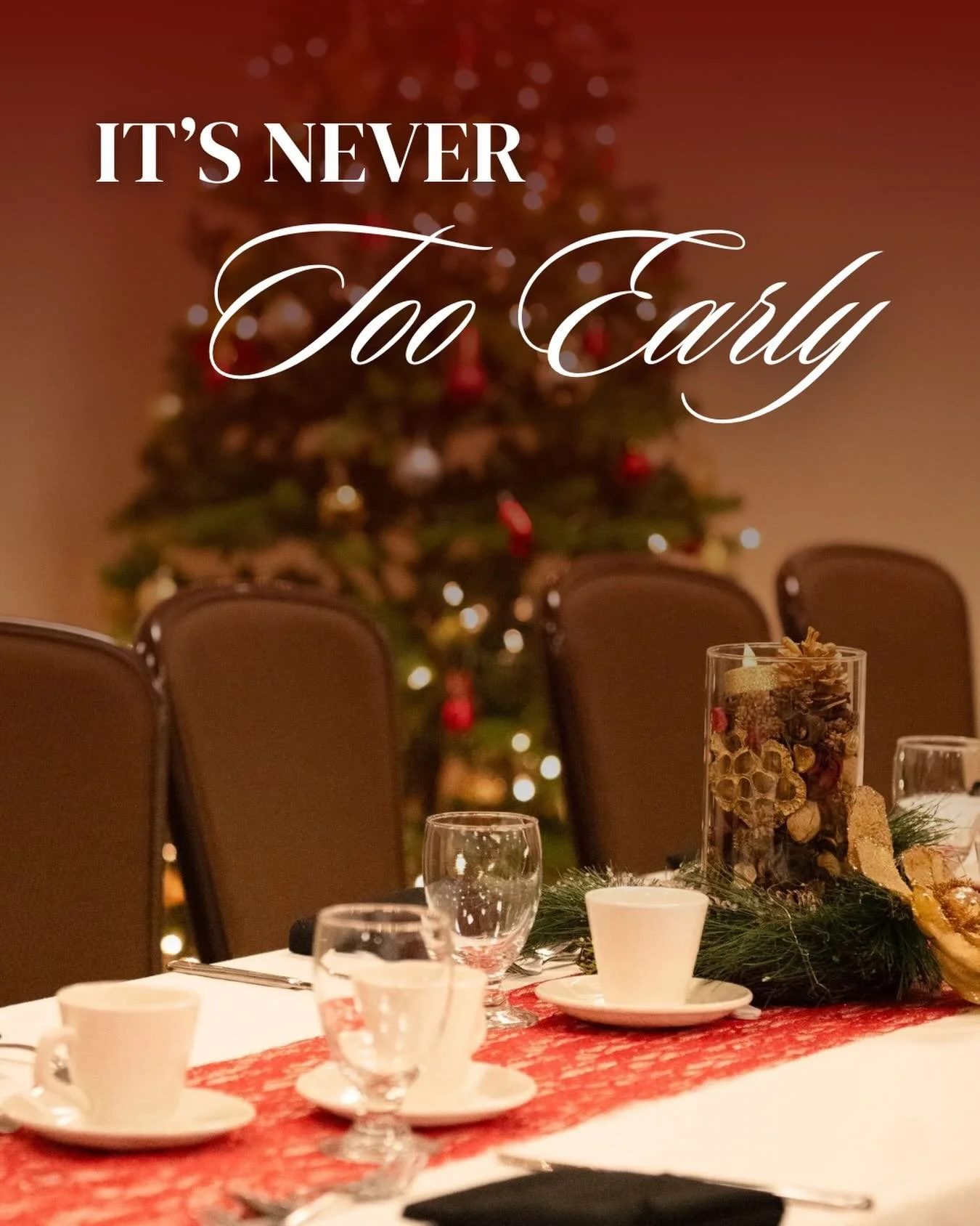 It&rsquo;s never too early to start thinking about your Christmas plans. 

👉 Spaces for up to 200 guests
👉 Custom catering and bar service
👉 Flexible layouts for private events
👉 Event coordination and setup support
👉 Convenient downtown Leduc l