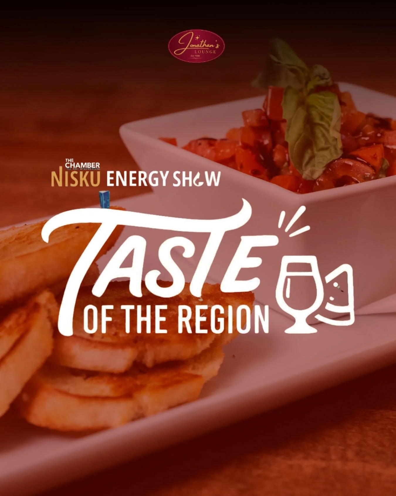 Visit Jonathan&rsquo;s Lounge at the Nisku Energy Show Taste of the Region event on May 27th at 5 p.m. for an exciting networking and culinary event! 🥂

We&rsquo;ll be there sampling some of our best dishes and drinks for you to enjoy while you netw