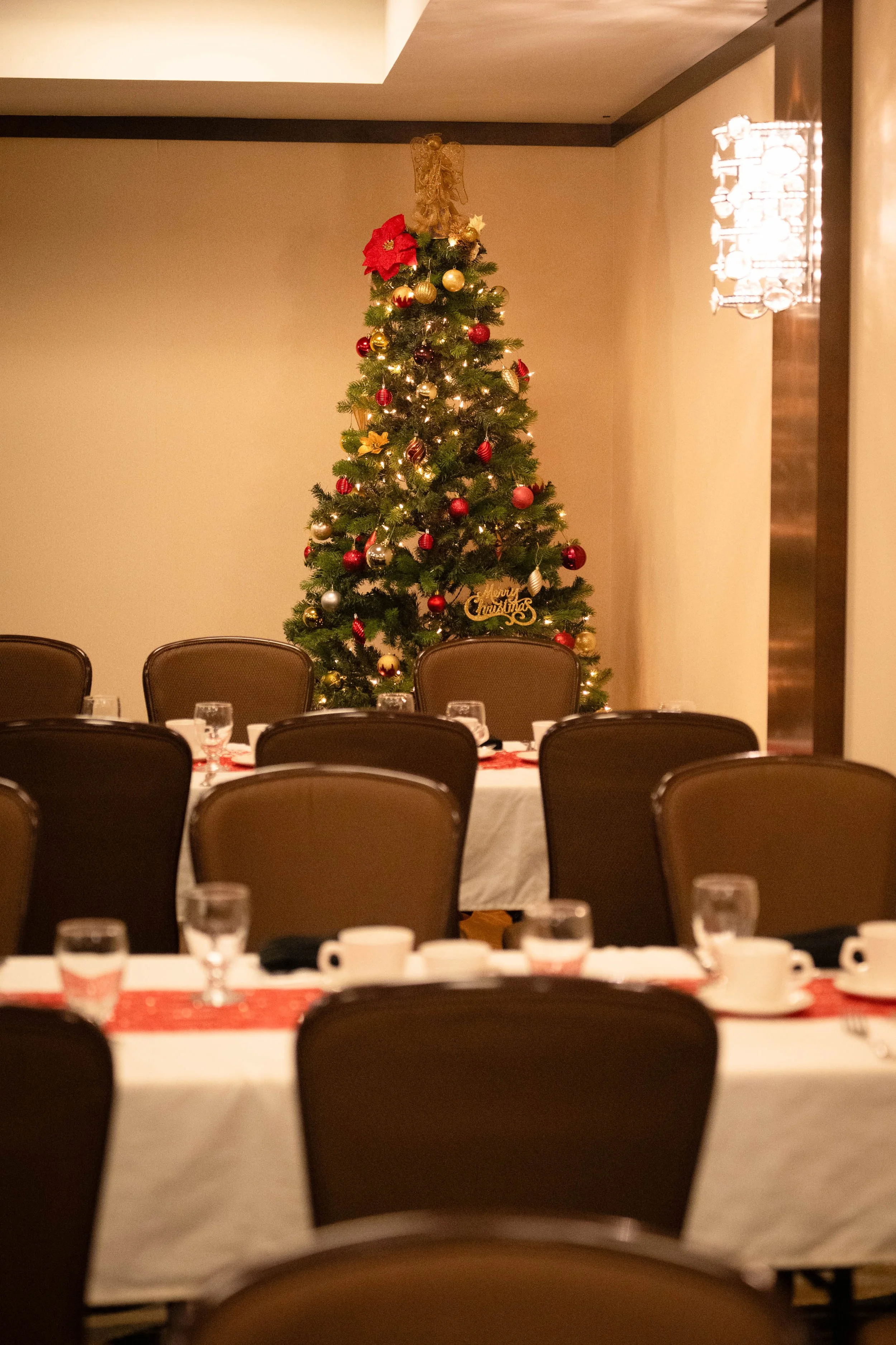 christmas holiday party banquet setup at Denham Hospitality Leduc