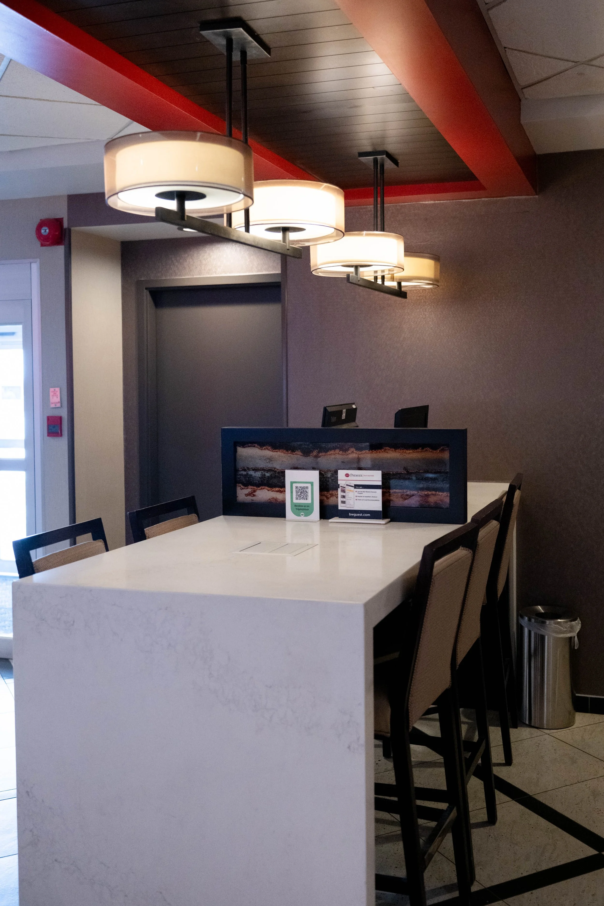 Business centre providing workspace and office amenities at Denham Inn & Suites in Leduc, Alberta