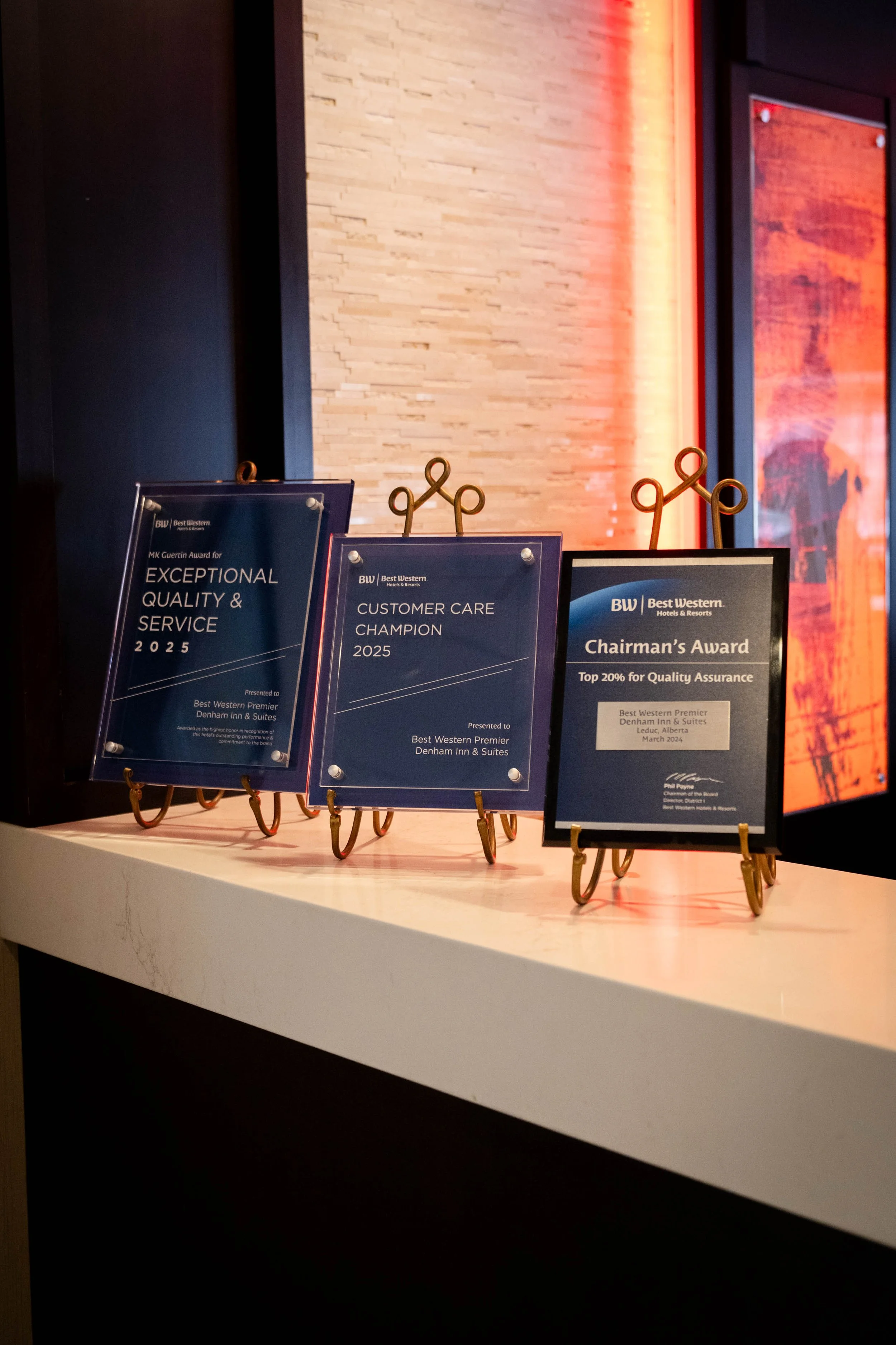 awards displayed on our front desk