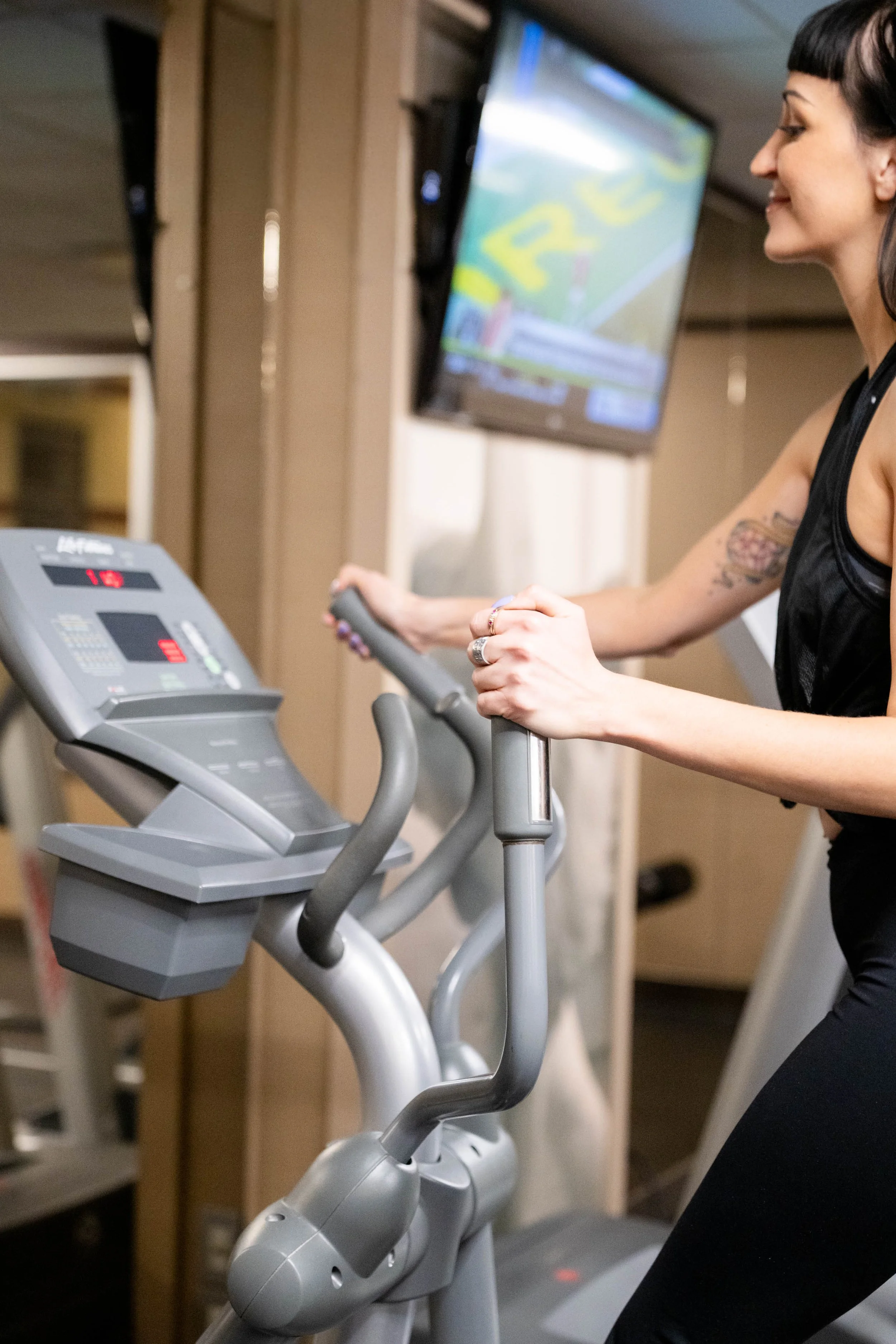 Well-equipped fitness centre at Denham Inn & Suites for hotel guests in Leduc, Alberta