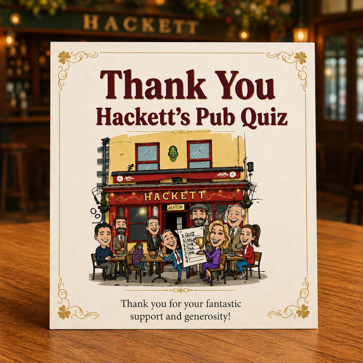 A Huge Thank You to Hackett’s Pub Quiz