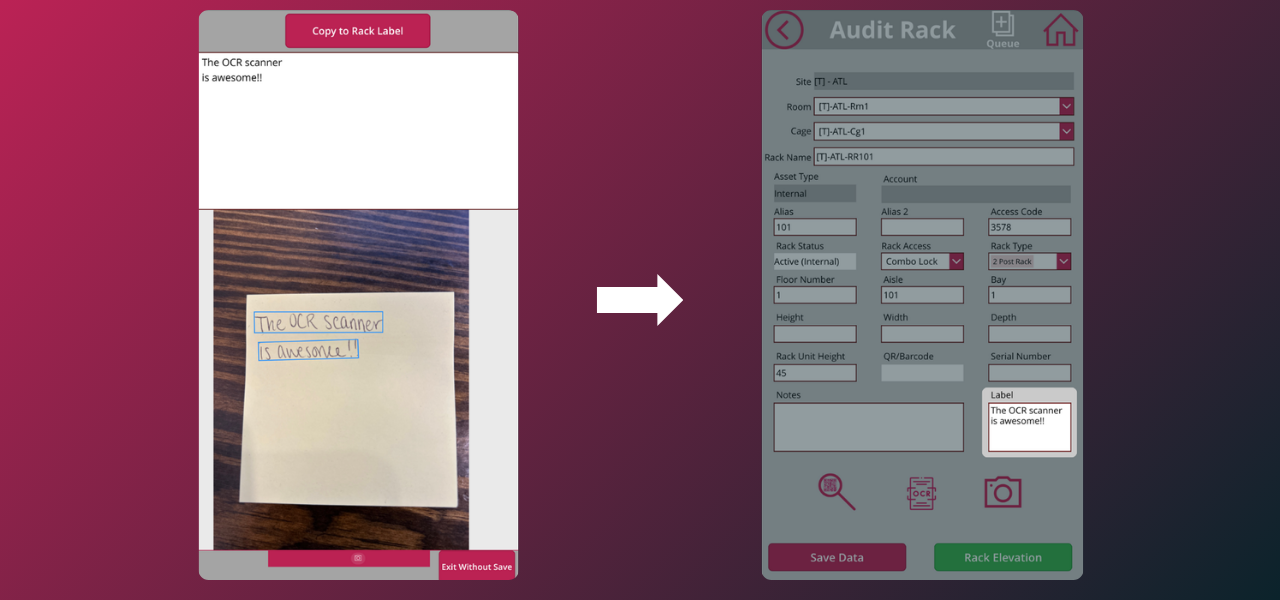 Image showing Carma's OCR scanner converting a picture of a label to text in the app