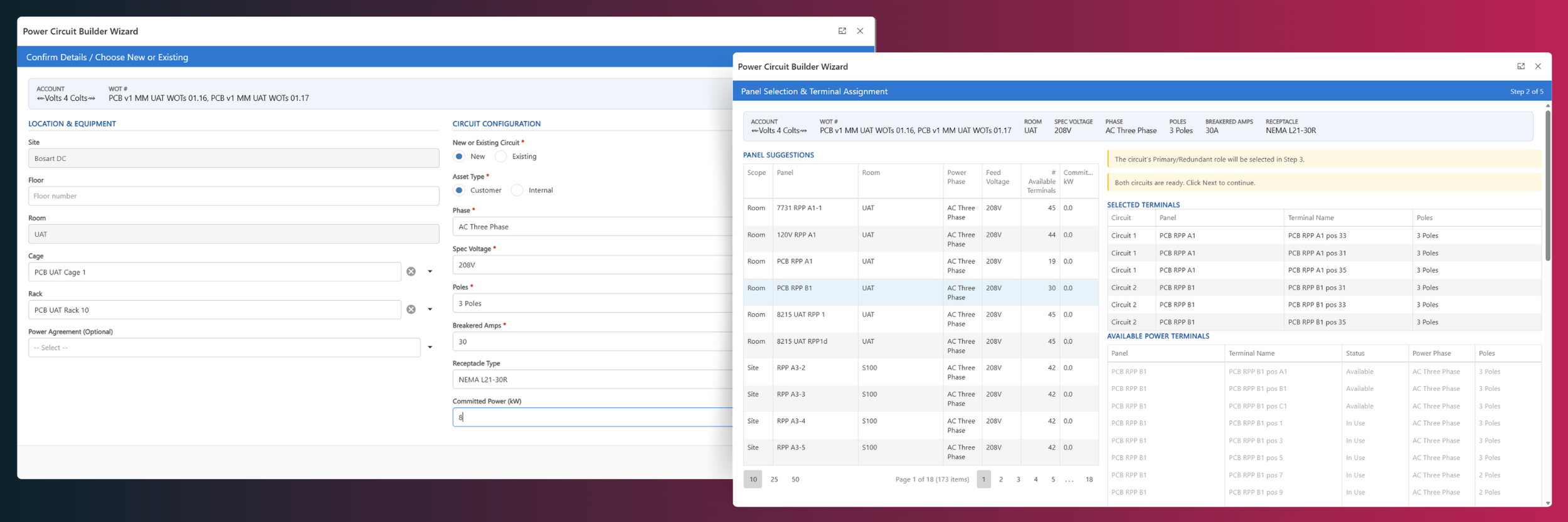 Screenshots of Carma's Power Circuit Builder Tool