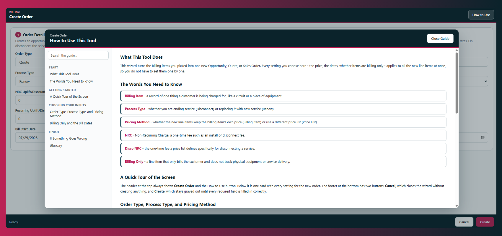 Carma Billing Order Wizard