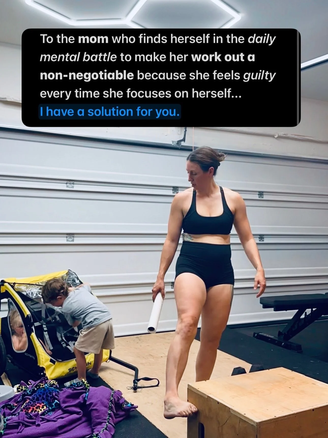 Finding time to workout as a mom can be hard

I know first hand as a working mom of two toddlers.

But I also know I won&rsquo;t be the mom I want to be unless I take time for myself every day and move my body. 

You have probably experienced that vi