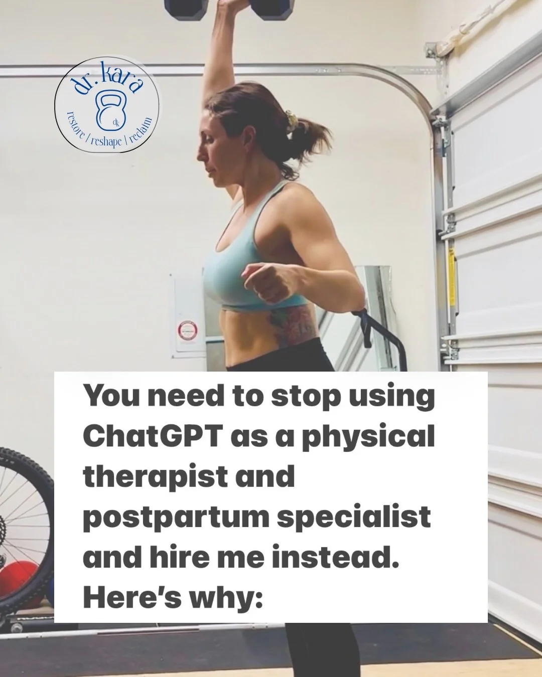 I feel so passionately about this story I made the other day, I needed it to have a permanent place on my page. 

You will never get where you want to be using chatGPT. 

If you are a fitness loving mom who wants to not only feel strong again, but be