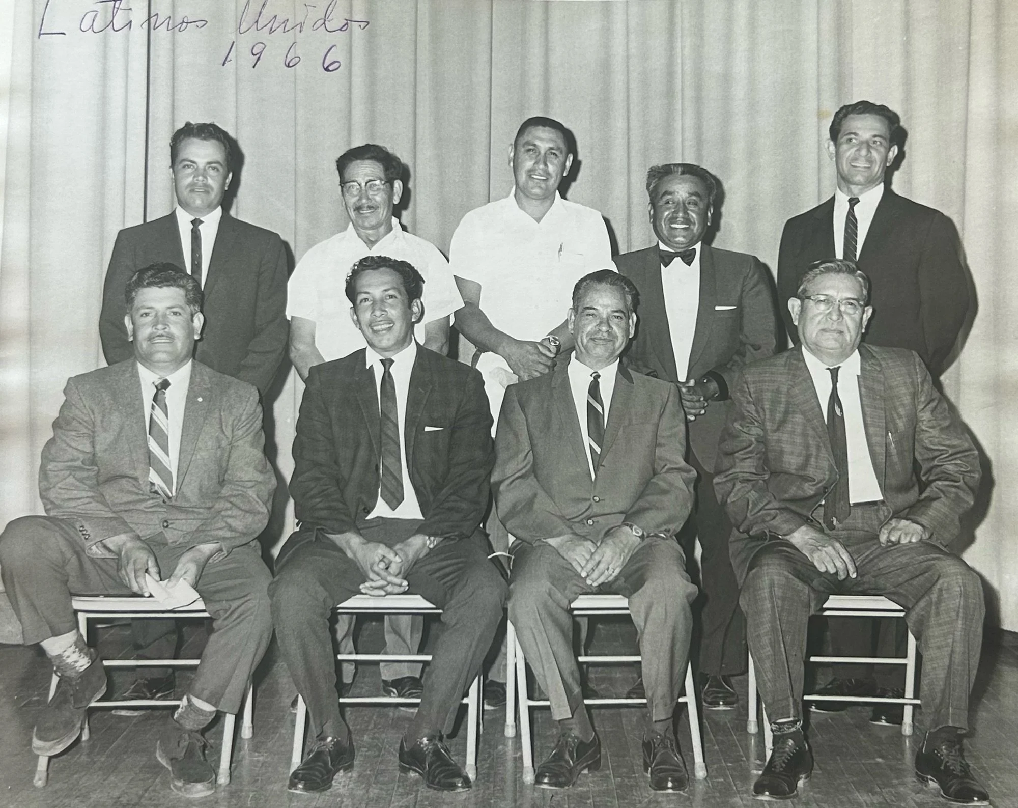 Black and white photograph of the founders of Latinos Unidos del Condado de Sonoma