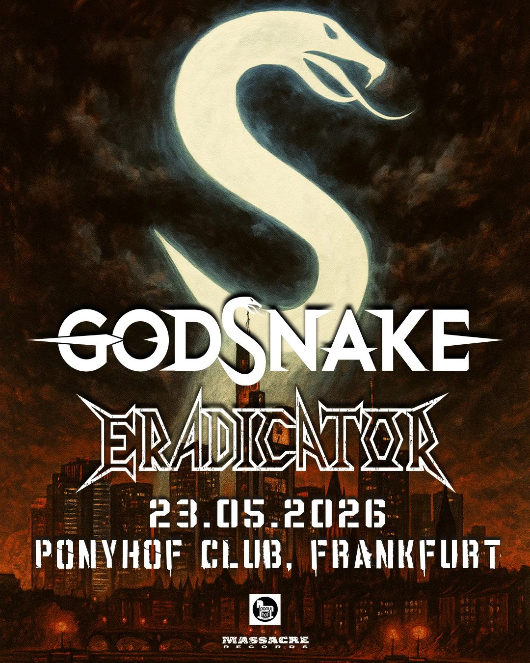 NEW LIVE DATE  FOR 2026 🤘... invading Frankfurt with the mighty @eradicator_thrash‼ Am 23. Mai 2026 schnappen wir uns den Off-Day der Metal Giganten @metallica und laden EUCH zu einer amtlichen Metal Party in den @ponyhof.club ein.

Tickets gibt es 