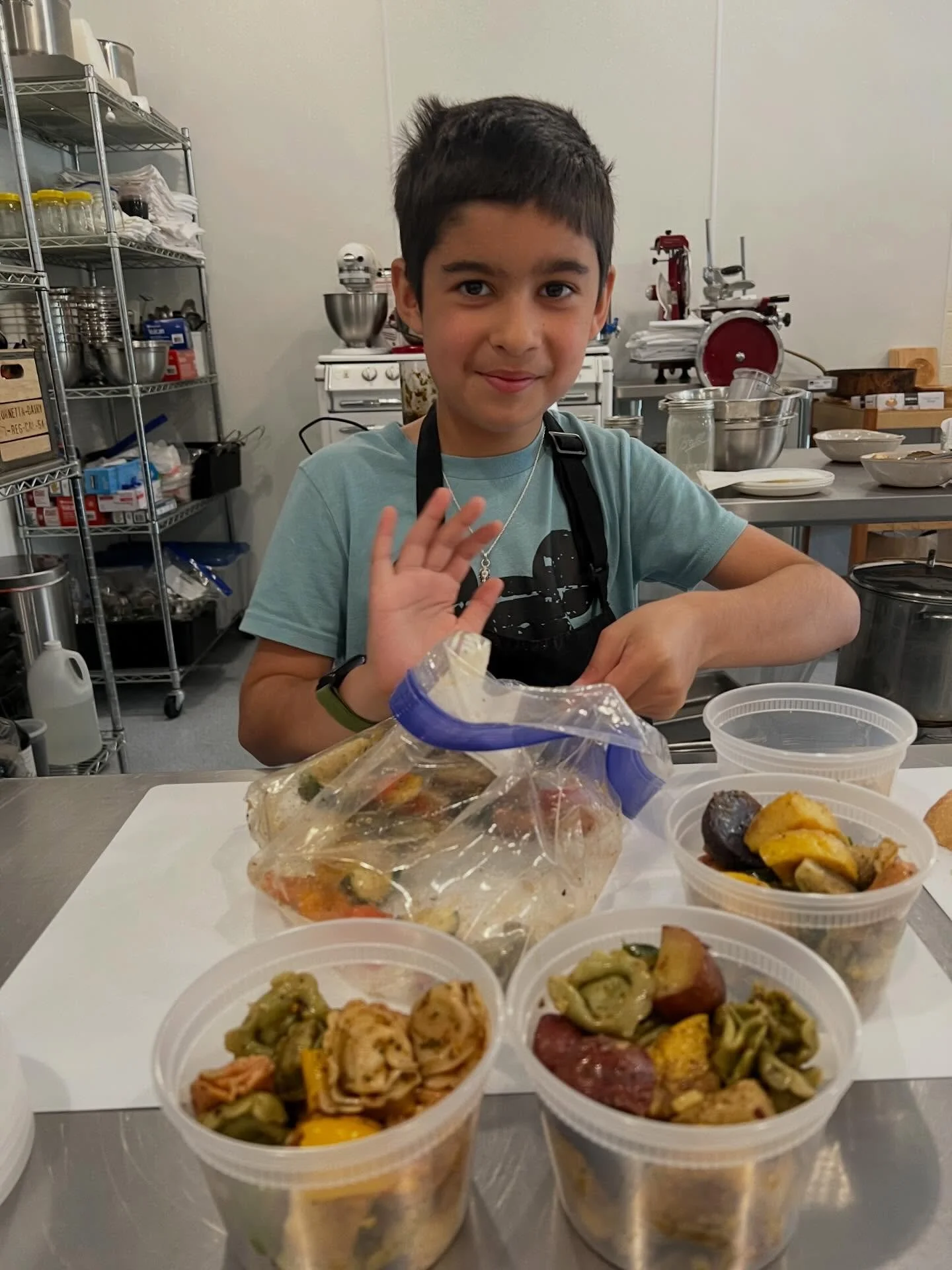 This morning we hosted a culinary class for a young man and he loves to cook.  We made cheese, butter, pesto and truffles.  Plus we packed food for our senior meals today.  I love meeting our future chefs! @epicureansonoma @sheanadavis @nopaycafe @fa
