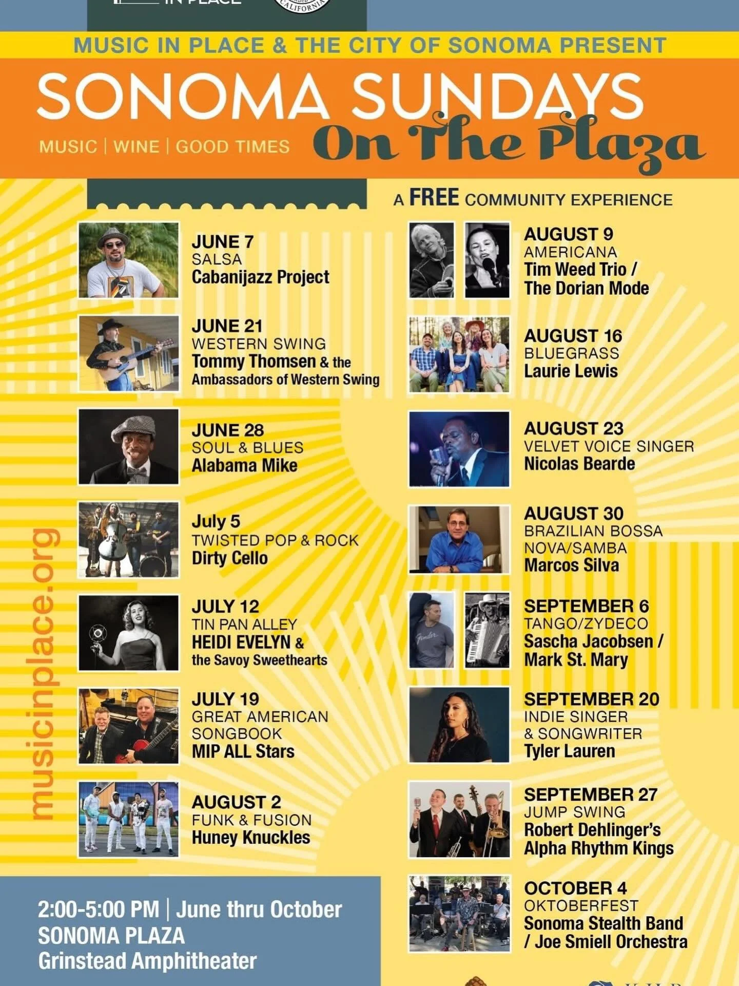 FREE Music on The Plaza.  Pack a picnic, bring a blanket and enjoy!