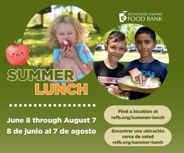 Redwood Empire Food Bank&rsquo;s Annual Free Summer Lunch Program for Kids Returns for 2026 🍎🍽☀

Running now through August 7, 2026, this program offers free, nutritious meals for children at sites across the county in Cloverdale, Santa Rosa, Cotat