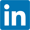 LinkedIn logo with blue background and white text