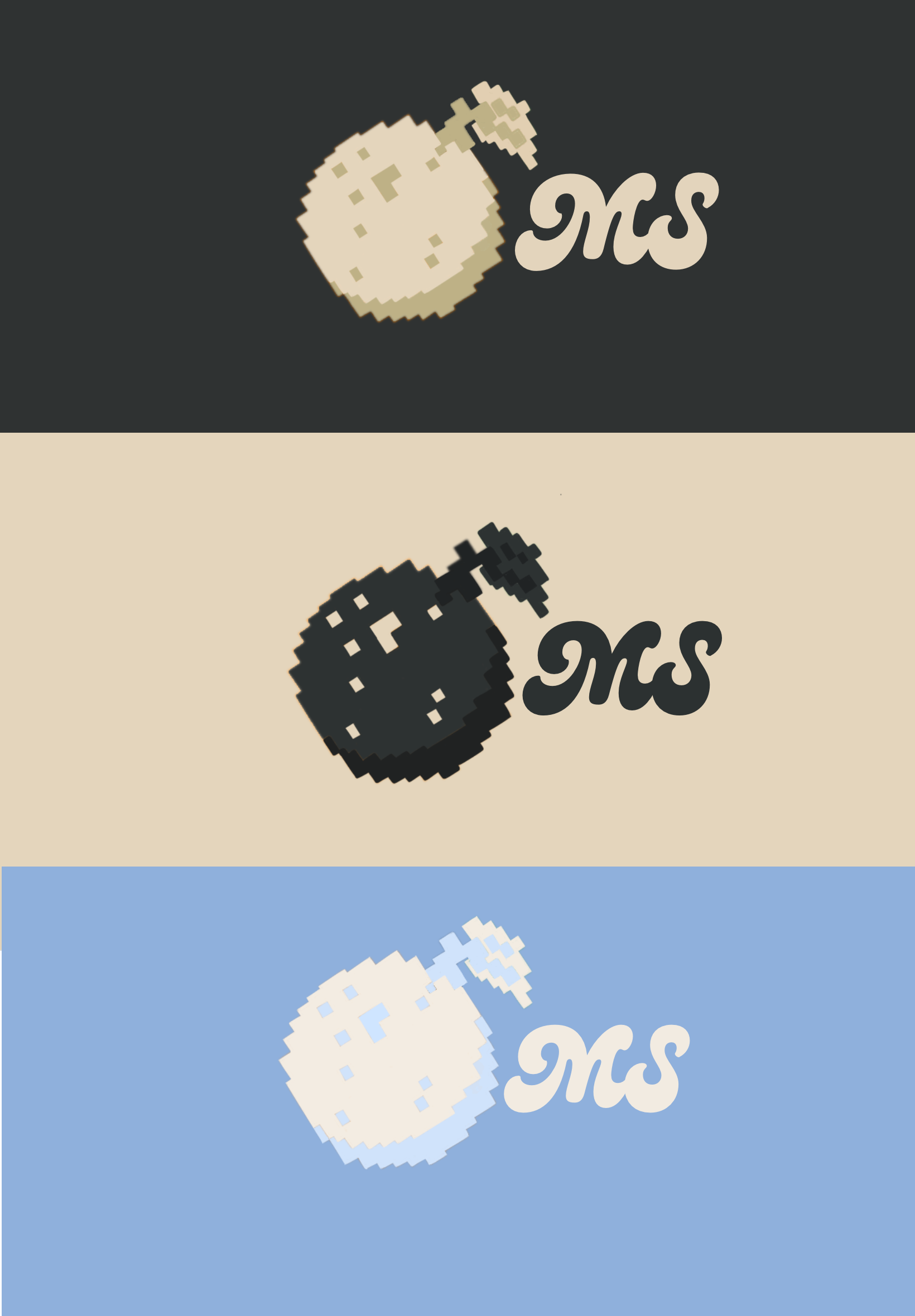 Design drafts for Main Squeeze merchandise. 