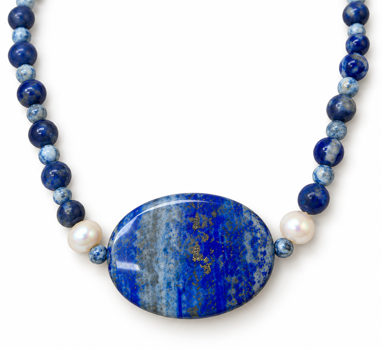 Lapis Blue Beaded Necklace on White.png