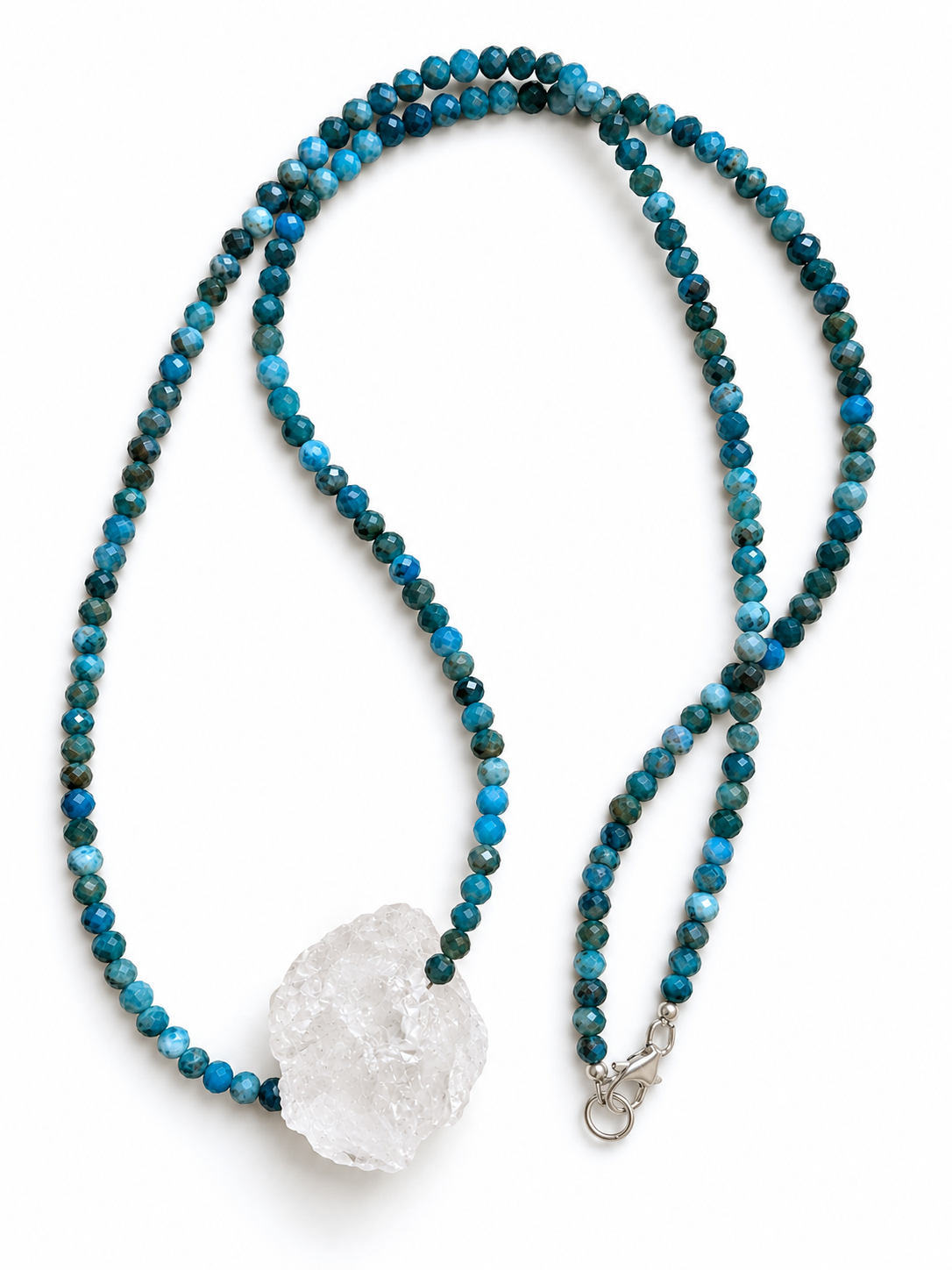 Faceted Blue Gemstone Necklace with Quartz Pendant.png
