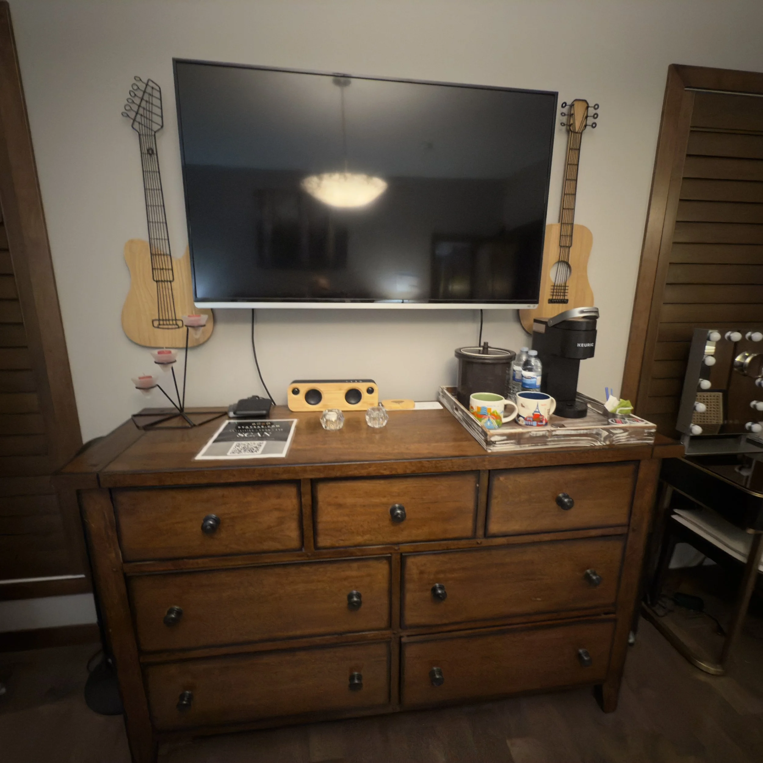 Big screen TV with cable and movies